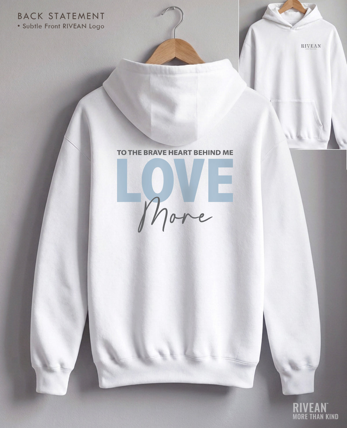 Unisex White Hoodie "Love More"