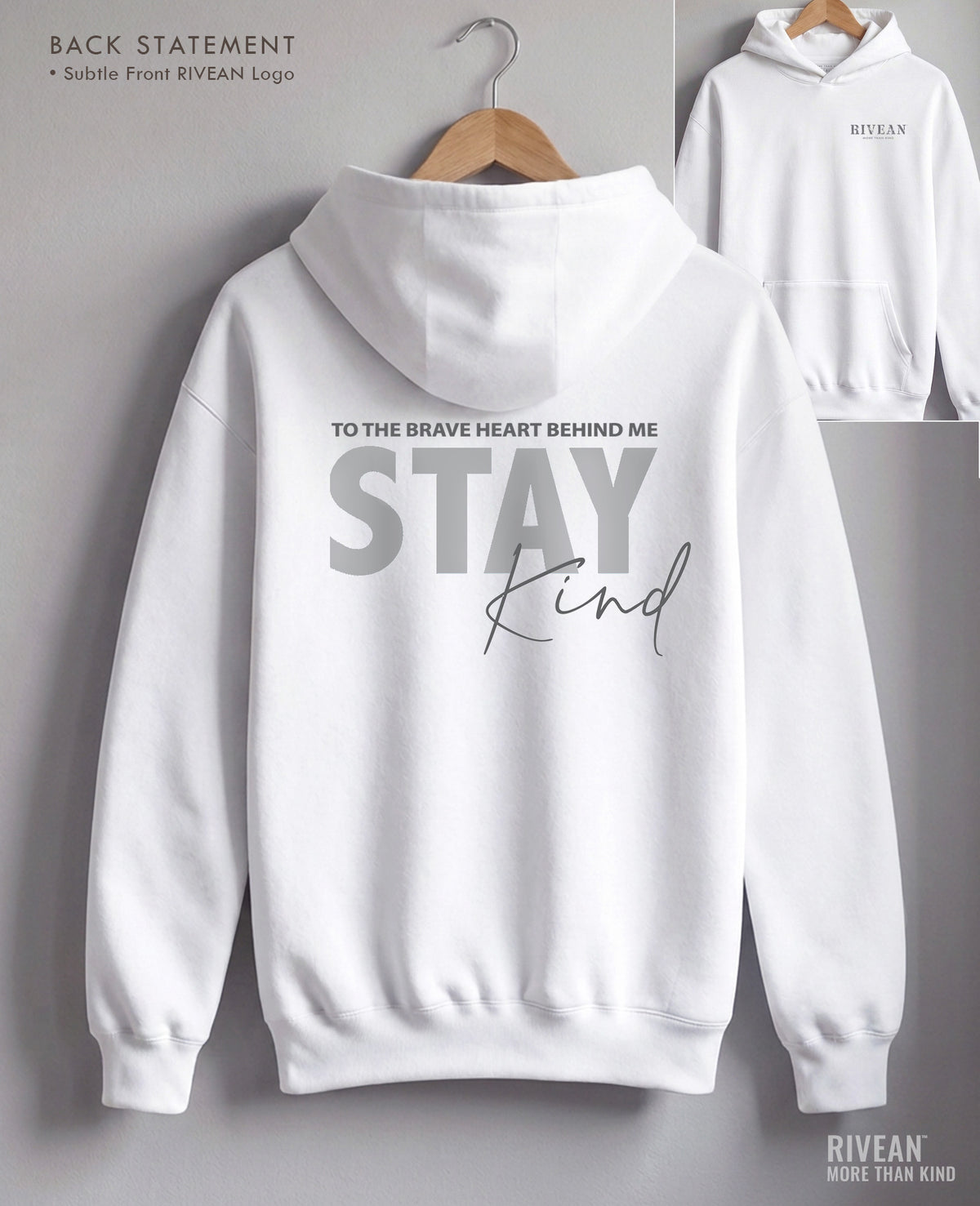 Unisex White Hoodie "Stay Kind"