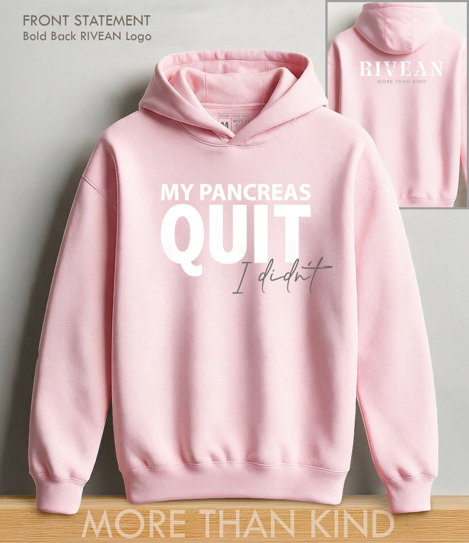 Petal Pink Hoodie MY PANCREAS QUIT - I didn't