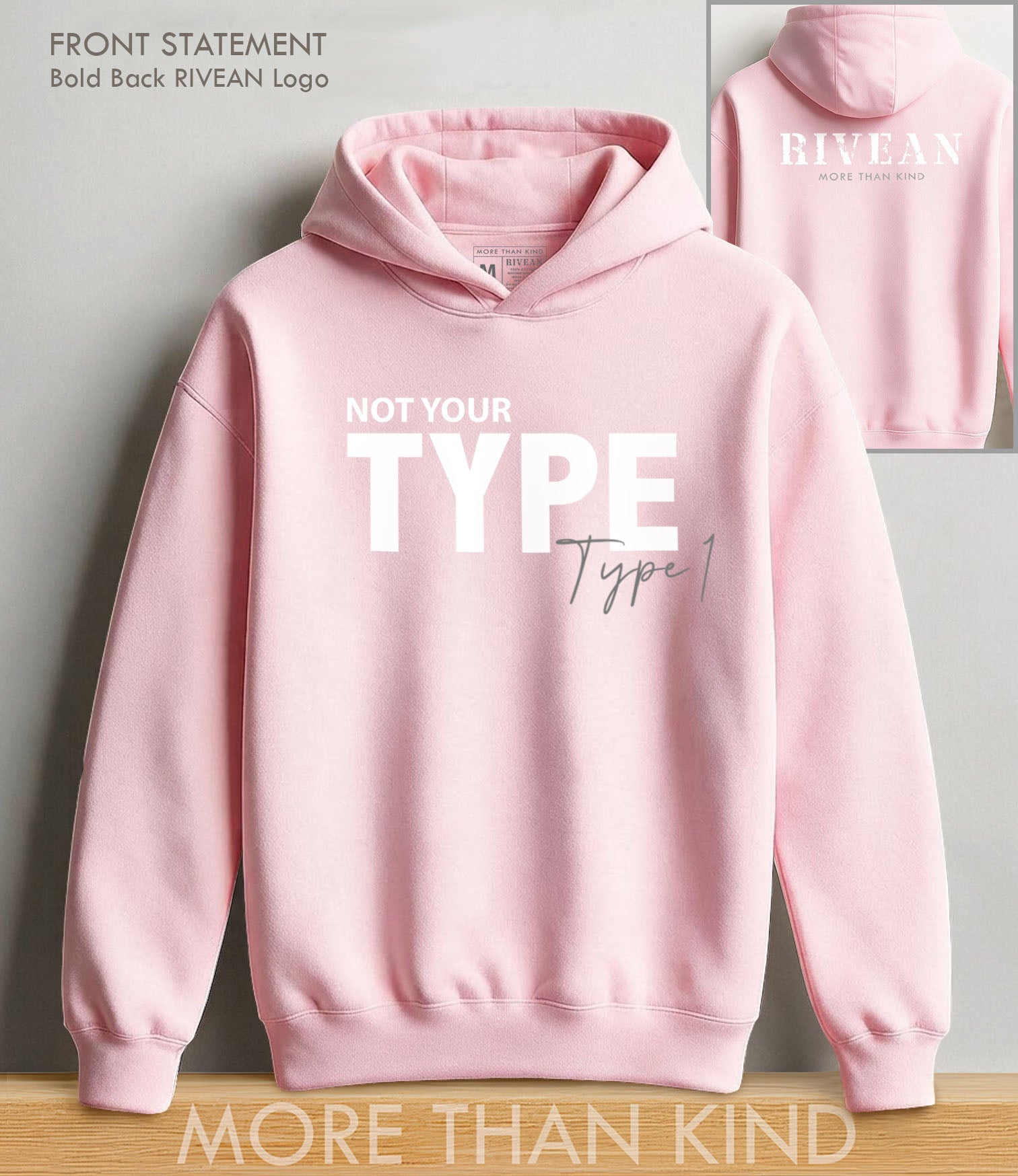 Petal Pink Hoodie NOT YOUR TYPE - Type 1