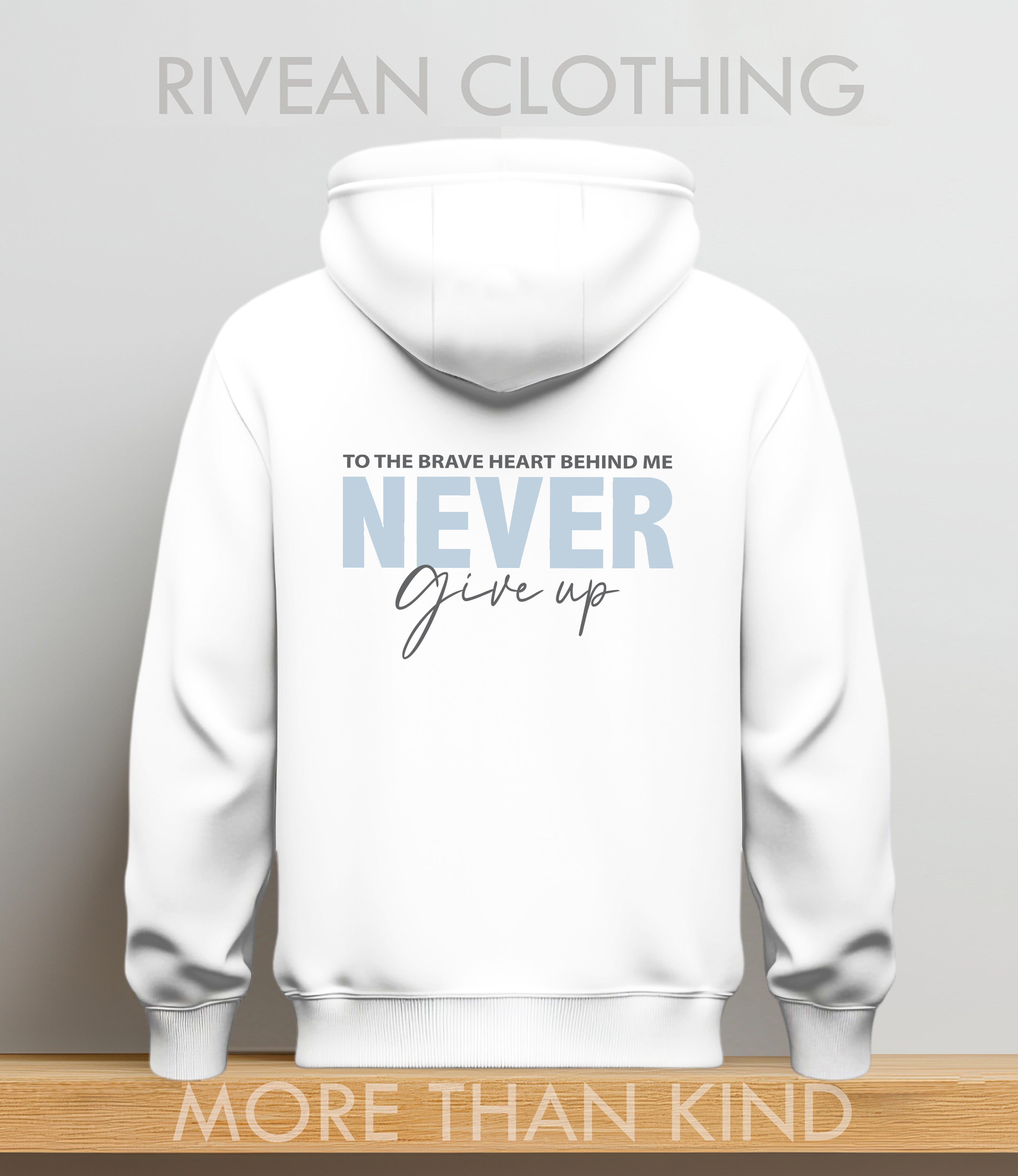 White Hoodie "NEVER Give Up"