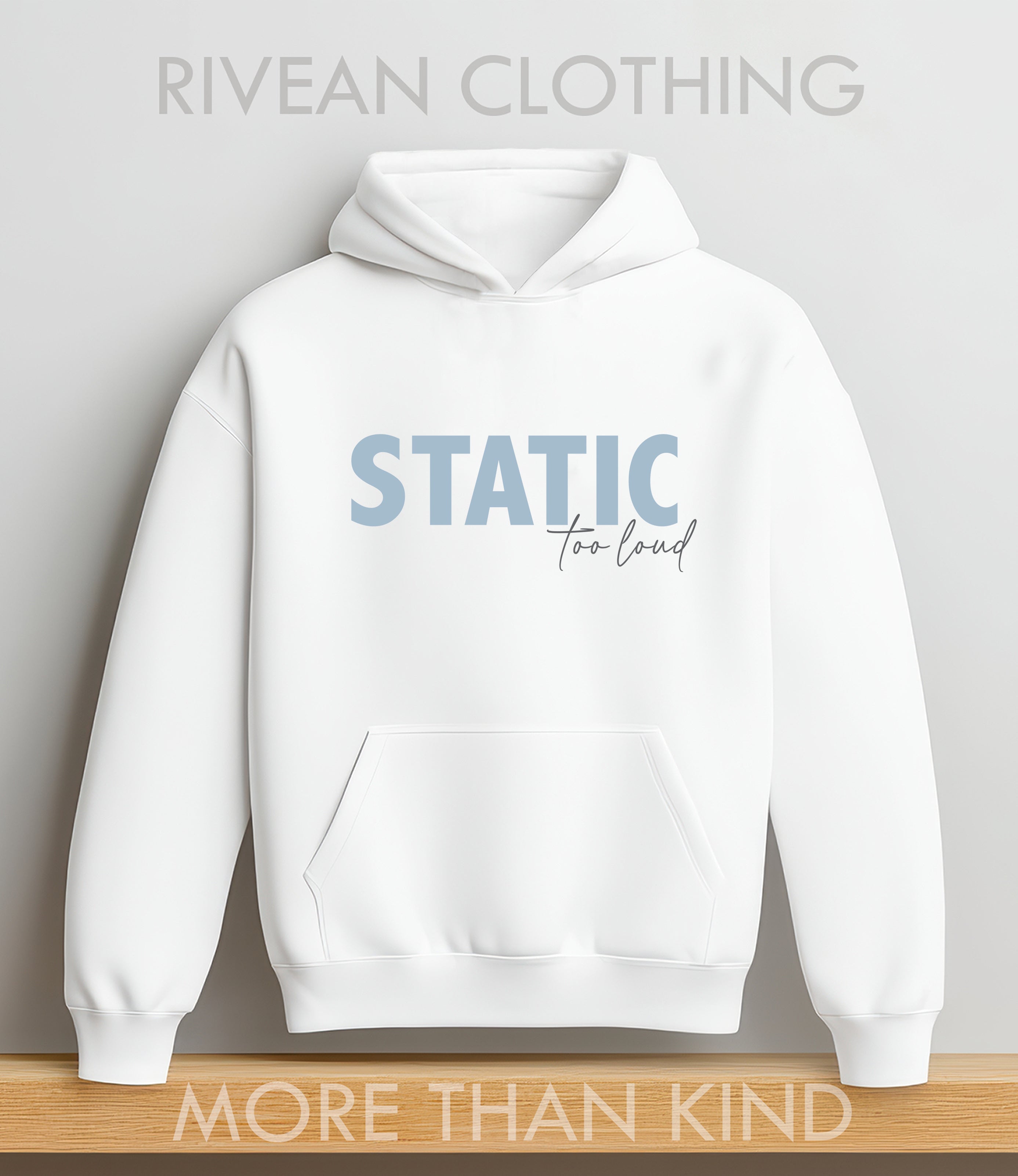 White Hoodie STATIC - too loud / Autism Awareness Hoodie