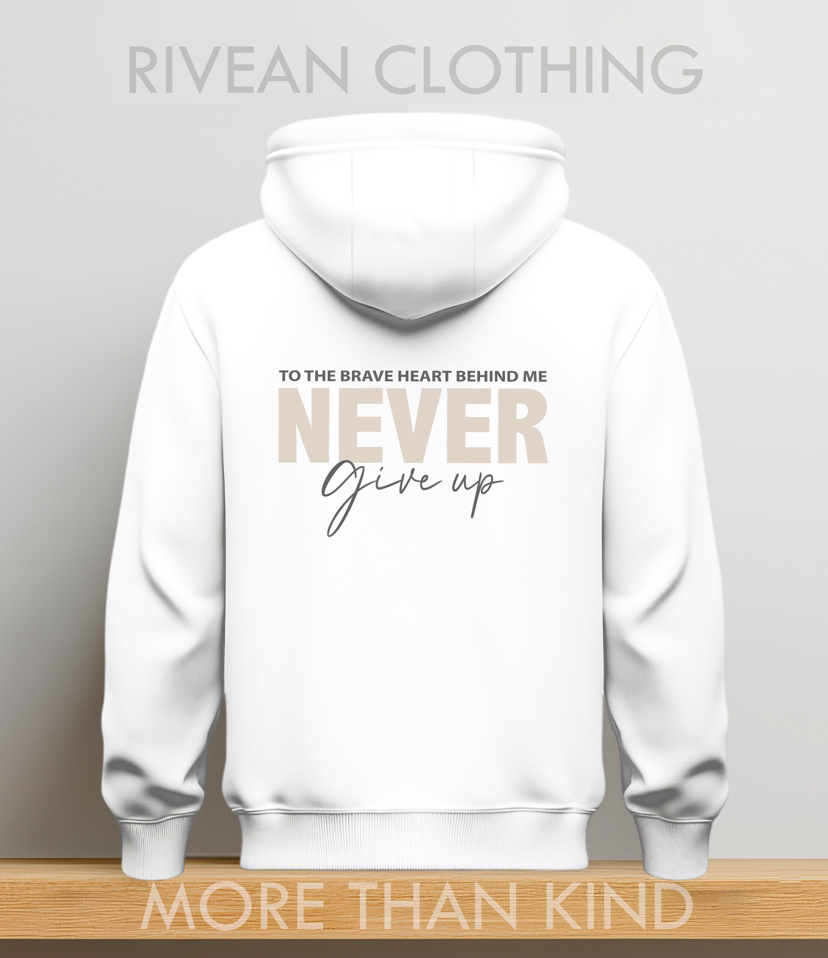 White Hoodie "NEVER Give Up"