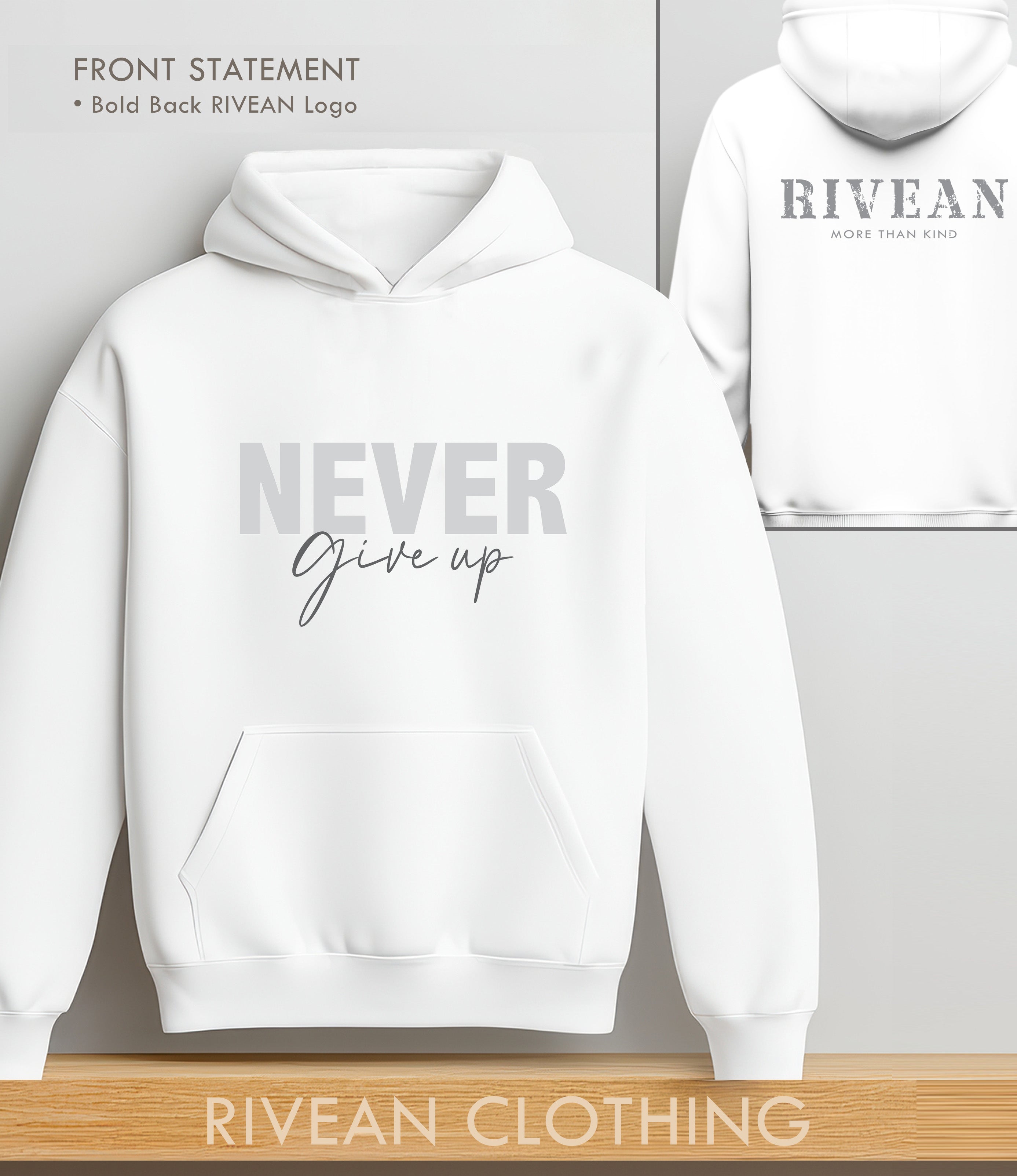 White Hoodie "NEVER Give Up"