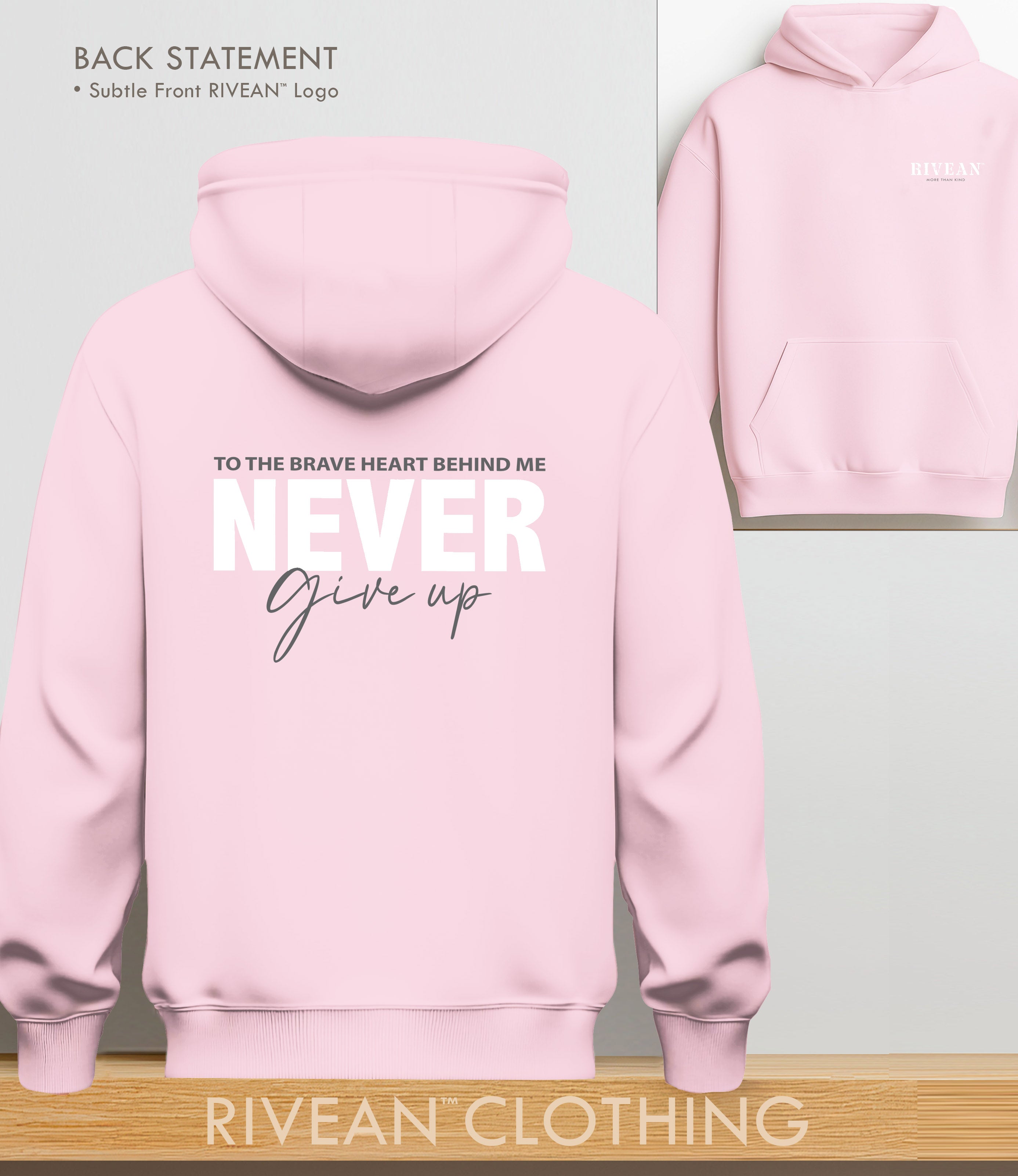 PINK PETAL Hoodie "NEVER Give Up"
