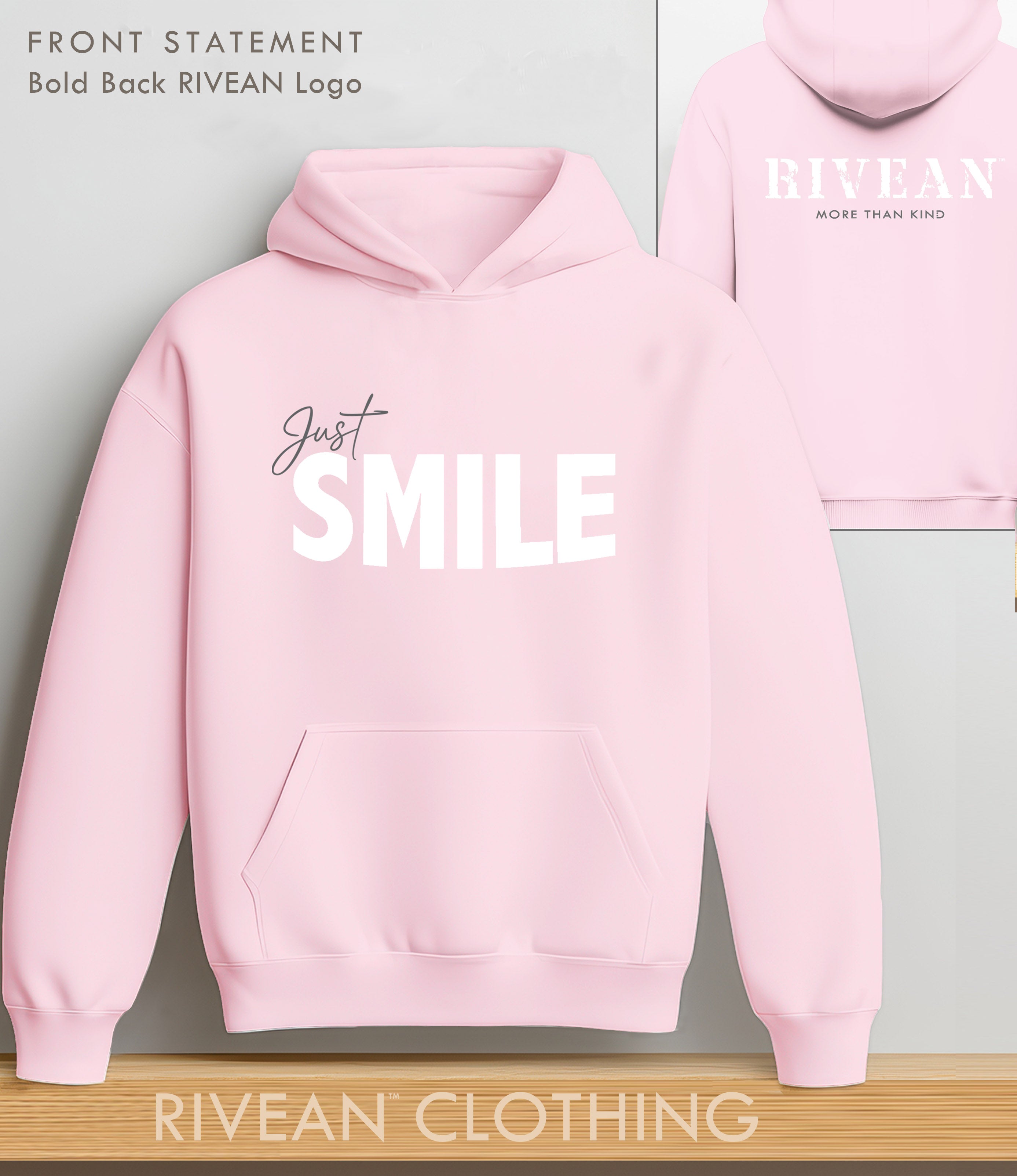 Petal Pink Hoodie Just SMILE