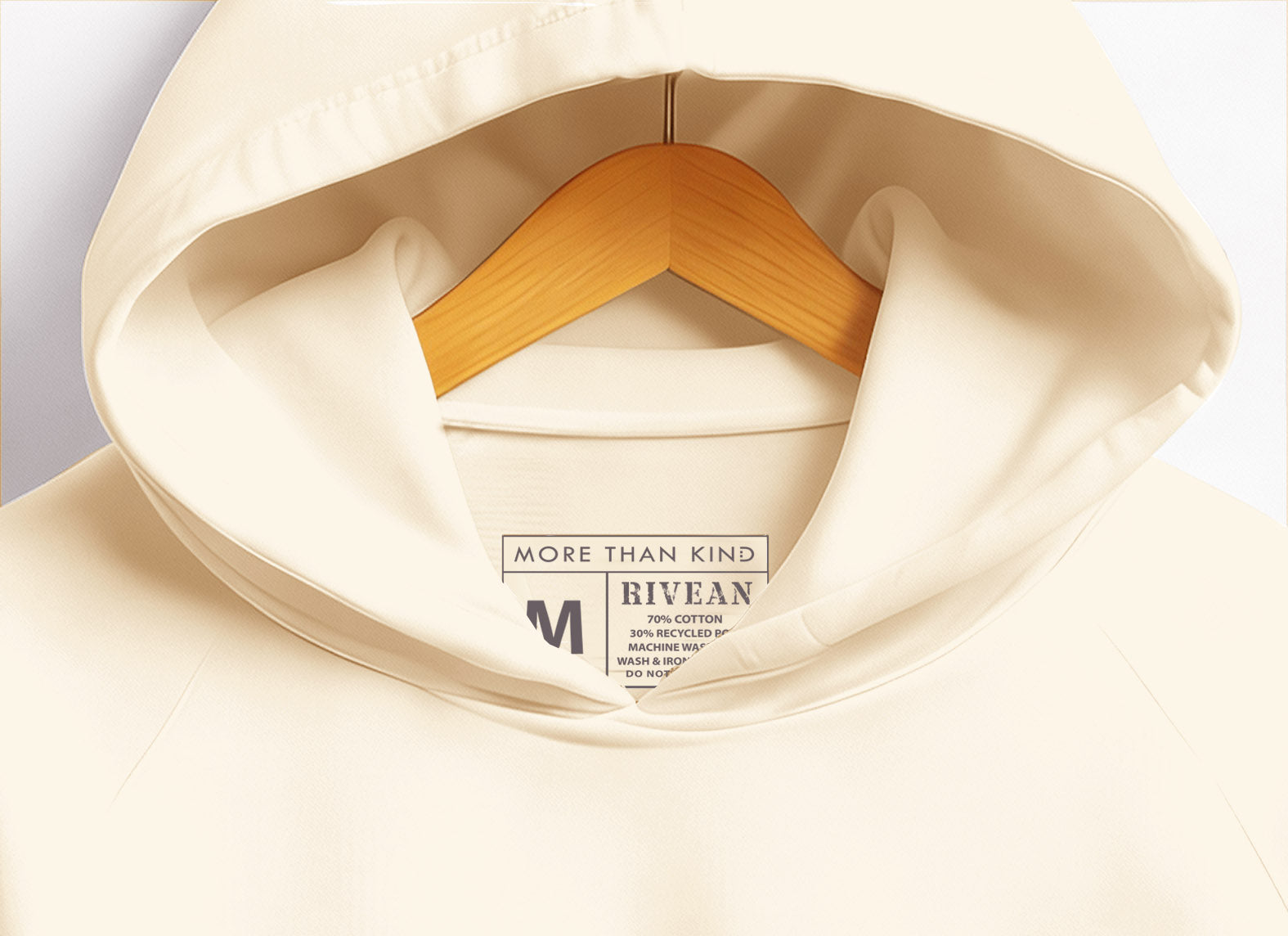 Coastal Cream Hoodie "RIVEAN MORE THAN KIND"