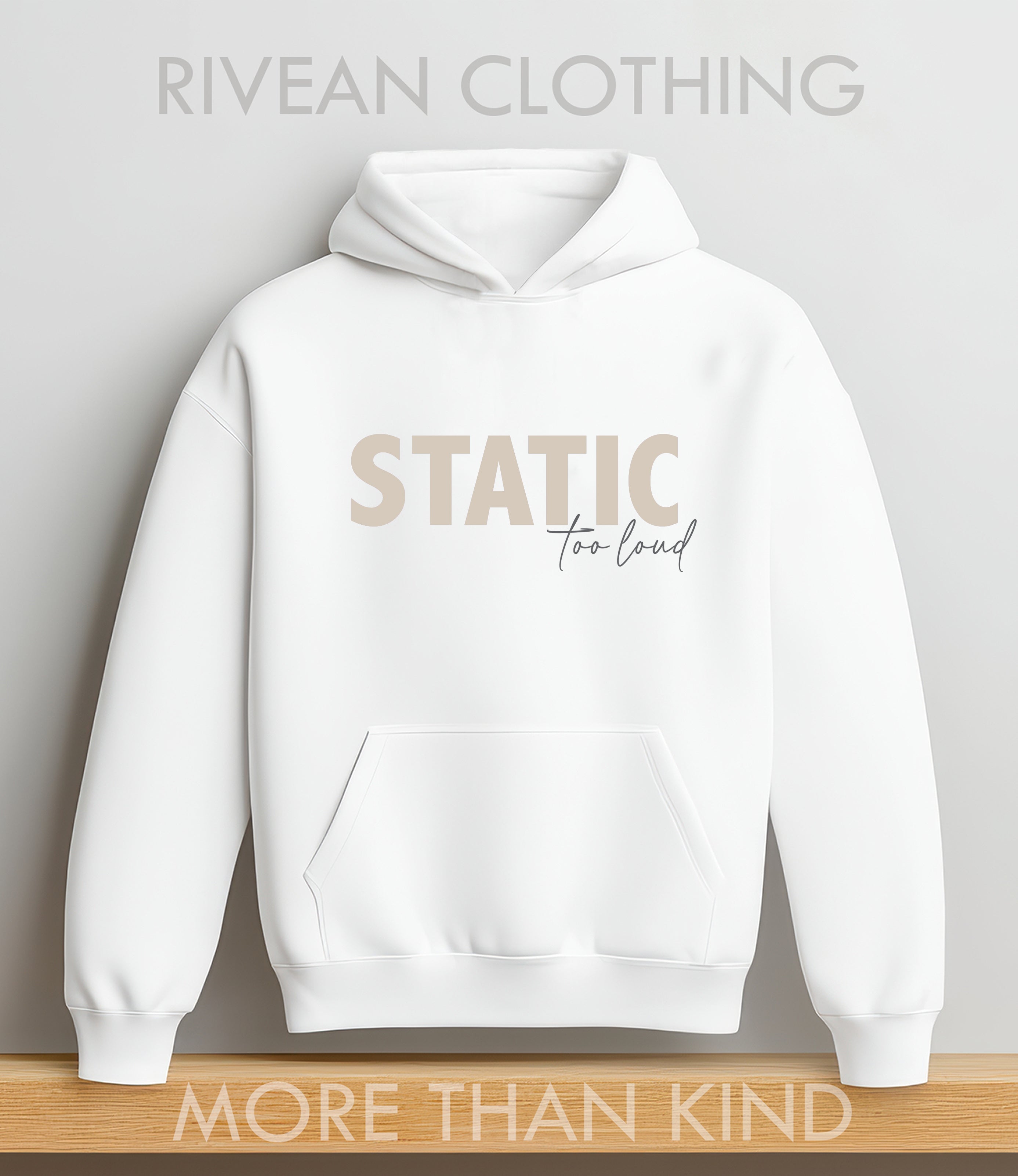 White Hoodie STATIC - too loud / Autism Awareness Hoodie