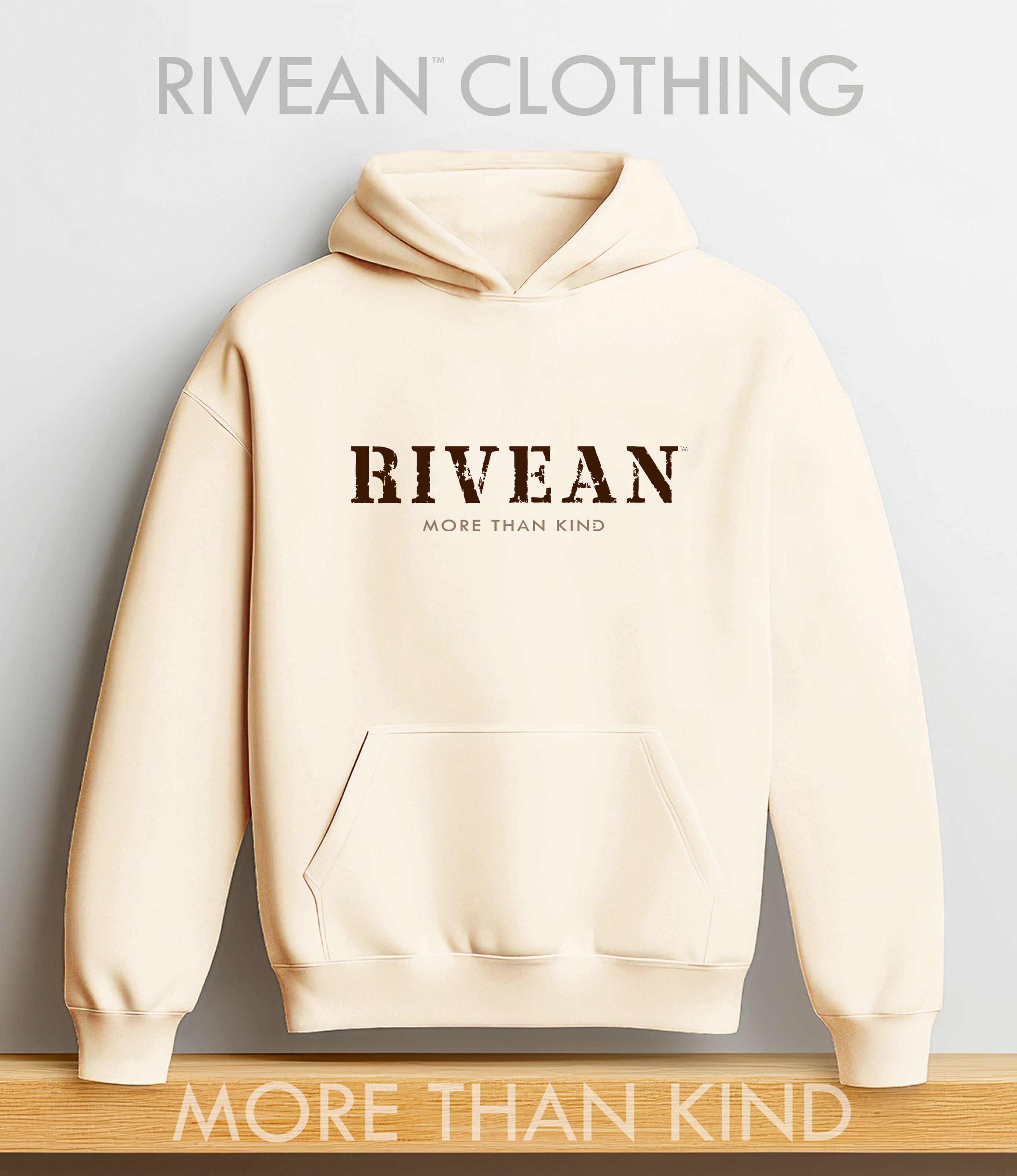 Coastal Cream Hoodie "RIVEAN MORE THAN KIND"