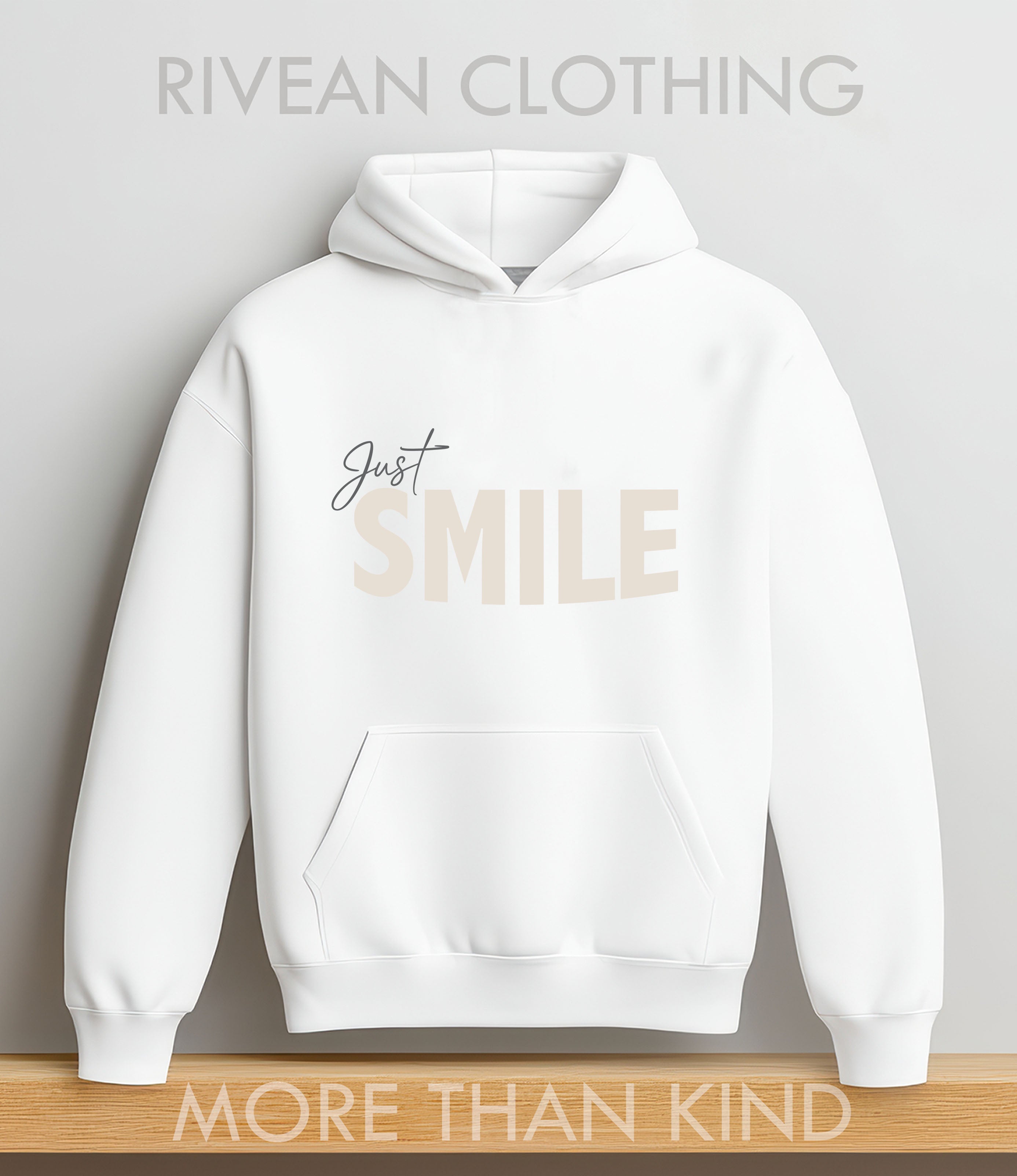 White Hoodie "Just smile"