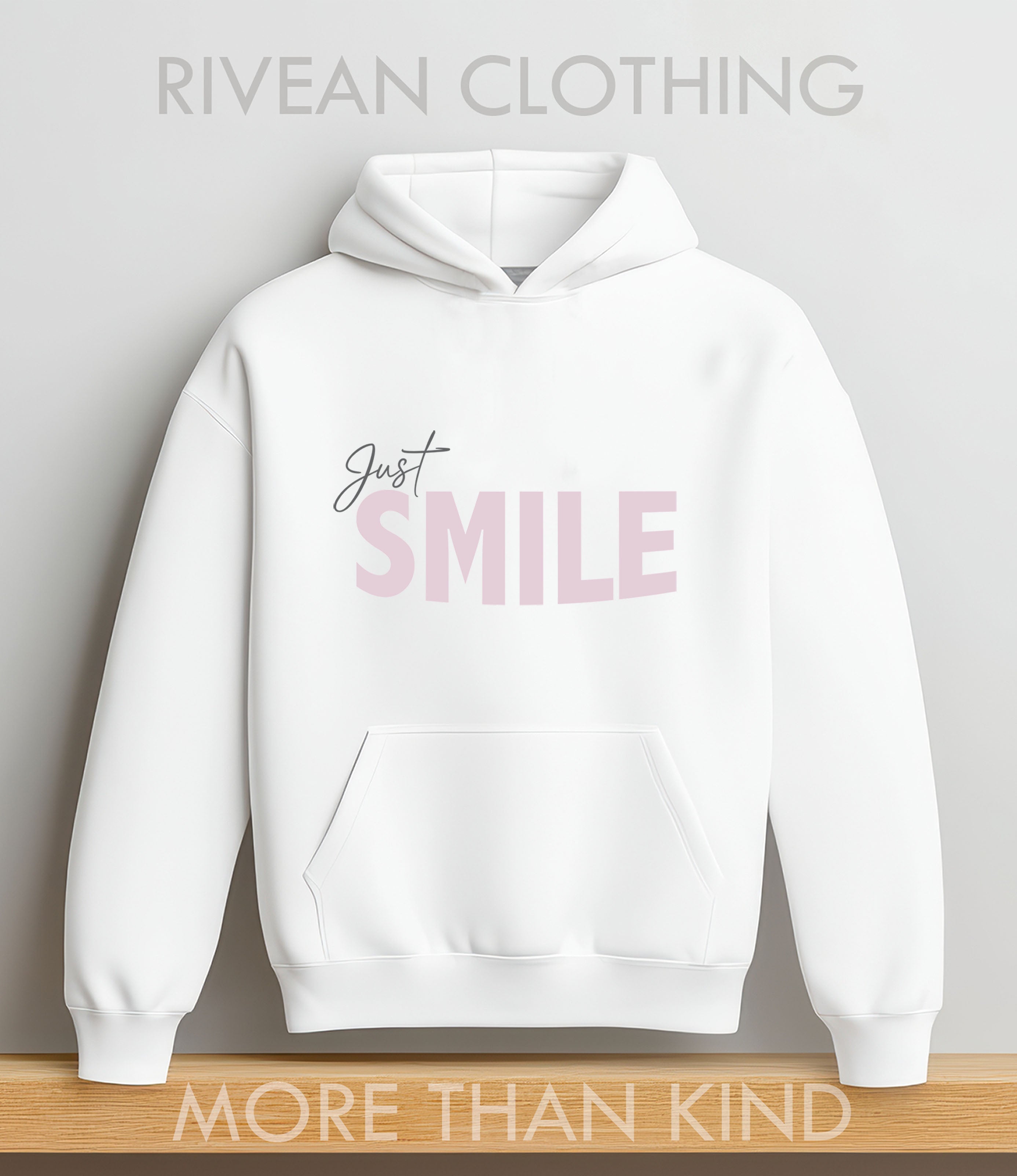 White Hoodie "Just smile"