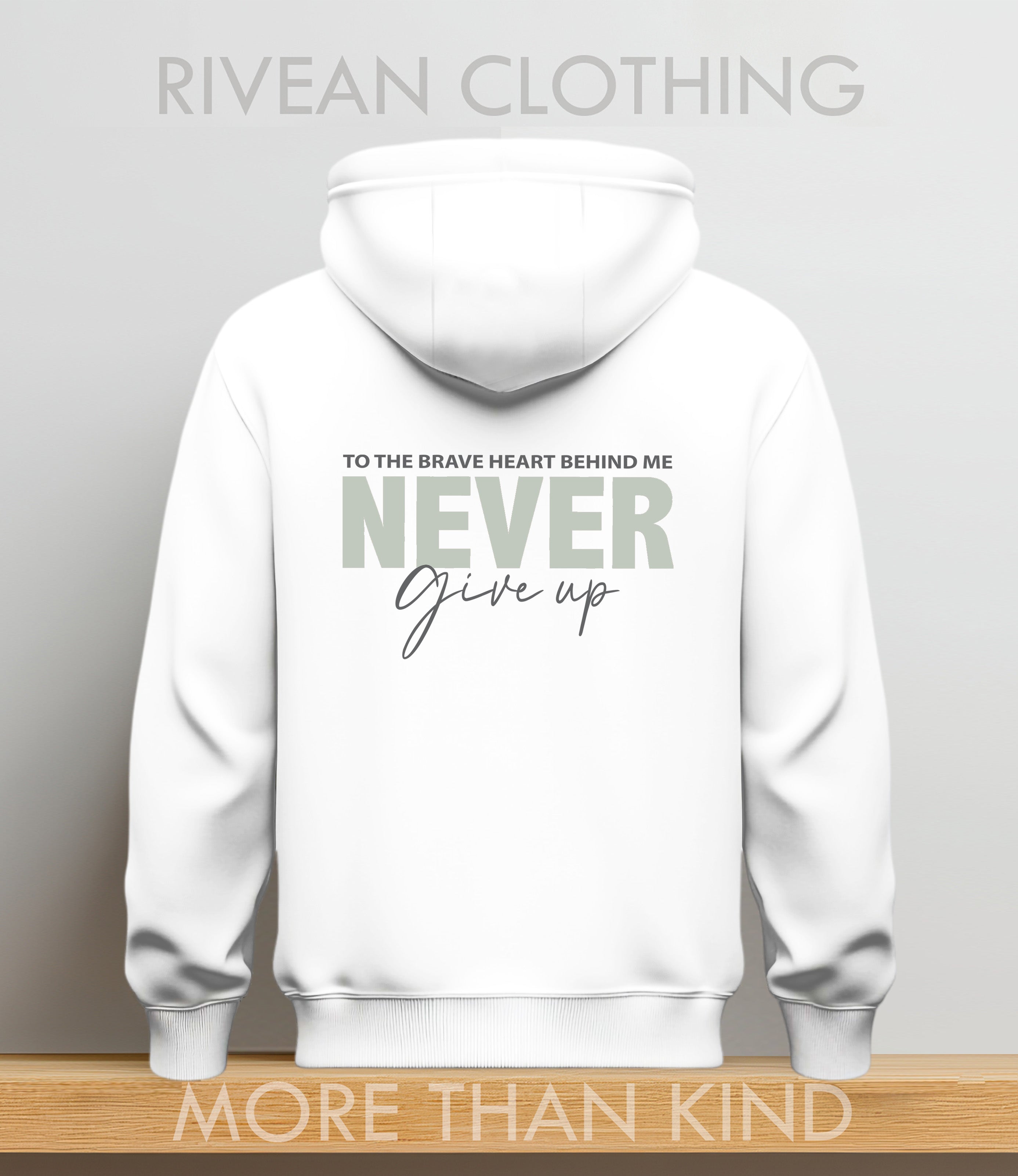 White Hoodie "NEVER Give Up"