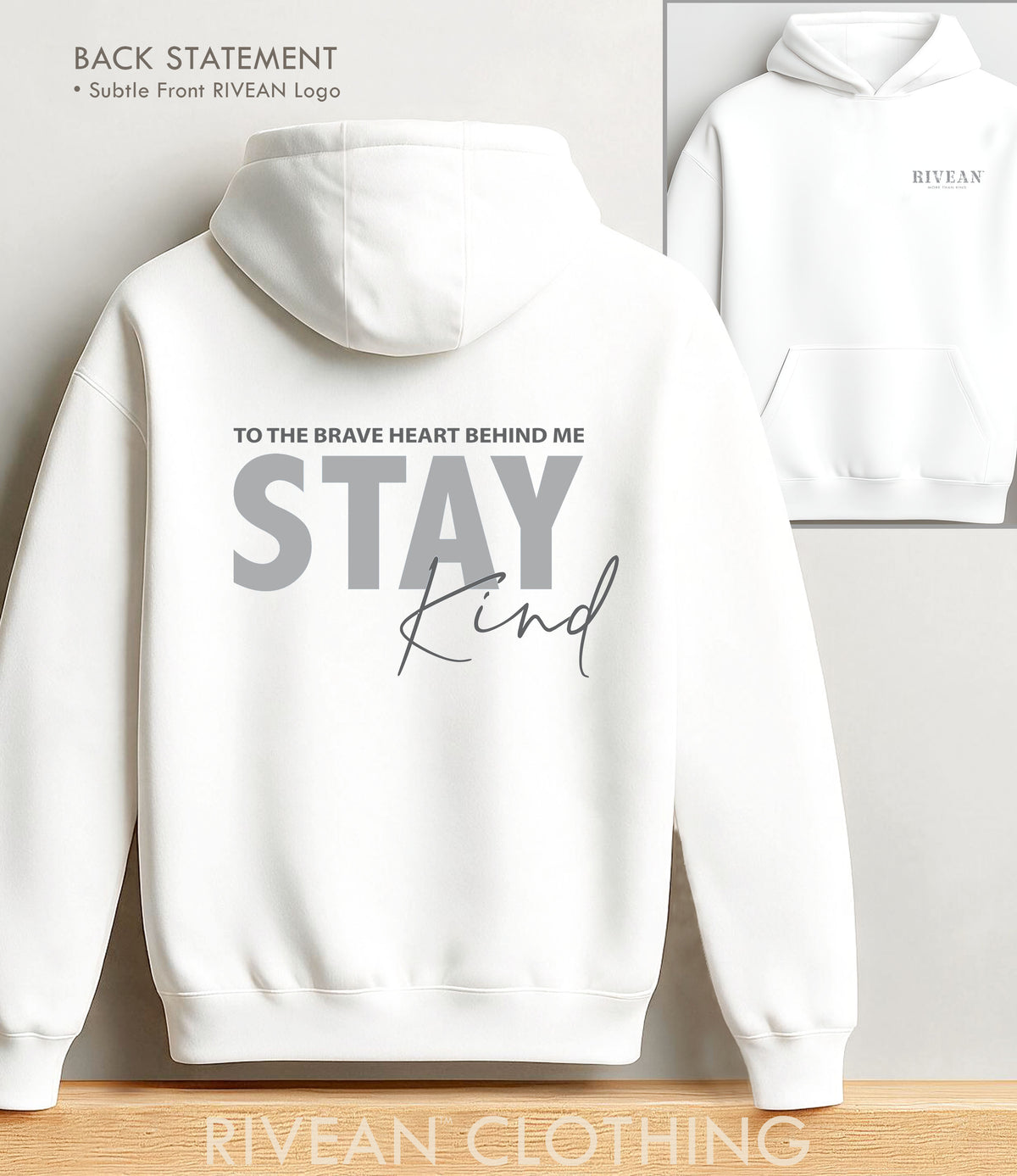 White Hoodie "Stay Kind"