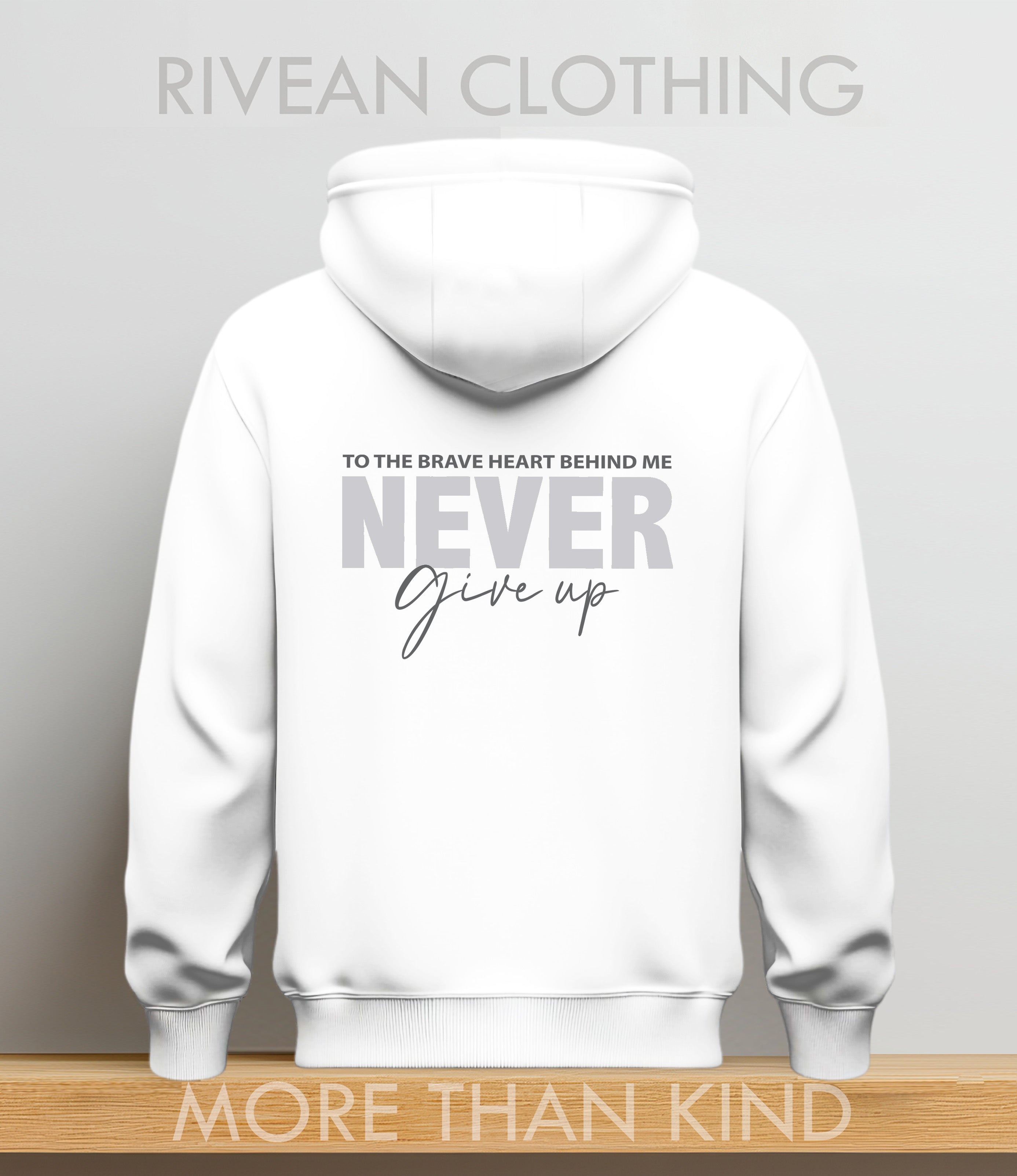 White Hoodie "NEVER Give Up"