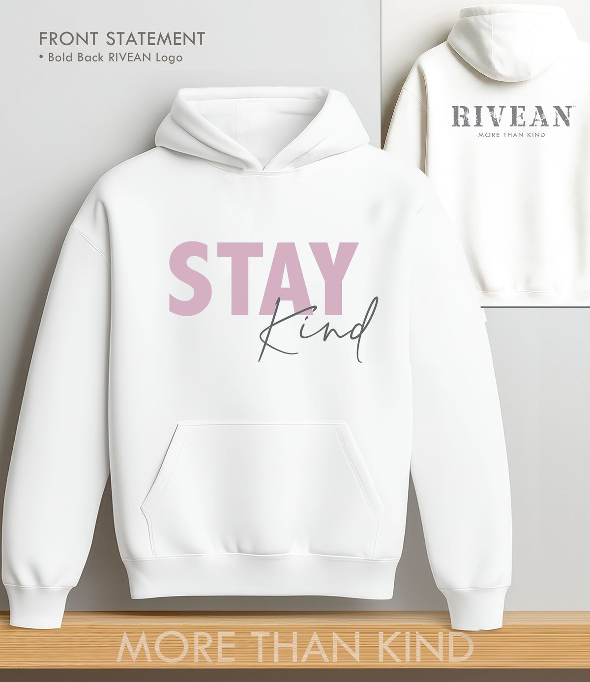 White Hoodie "Stay Kind"