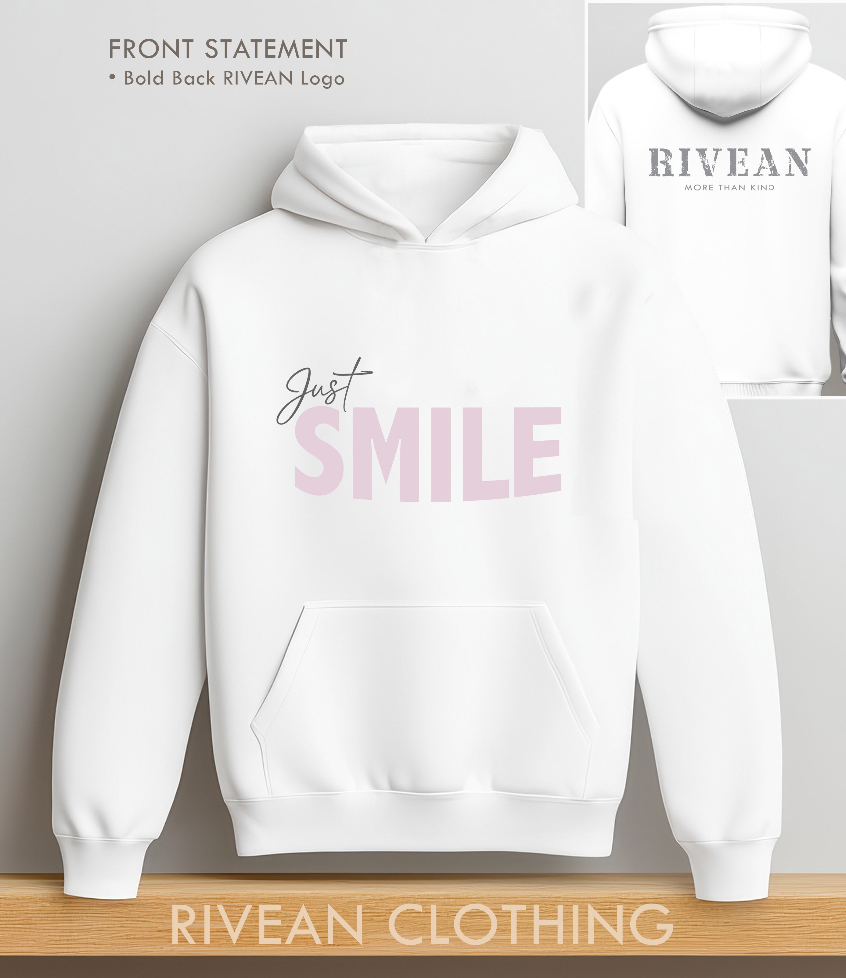 White Hoodie "Just smile"