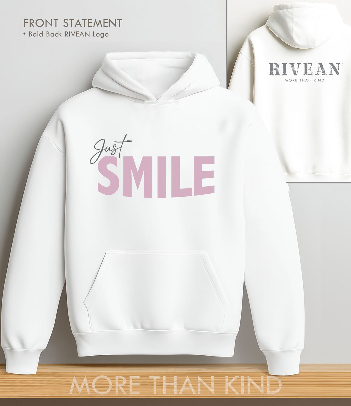 White Hoodie "Just smile"