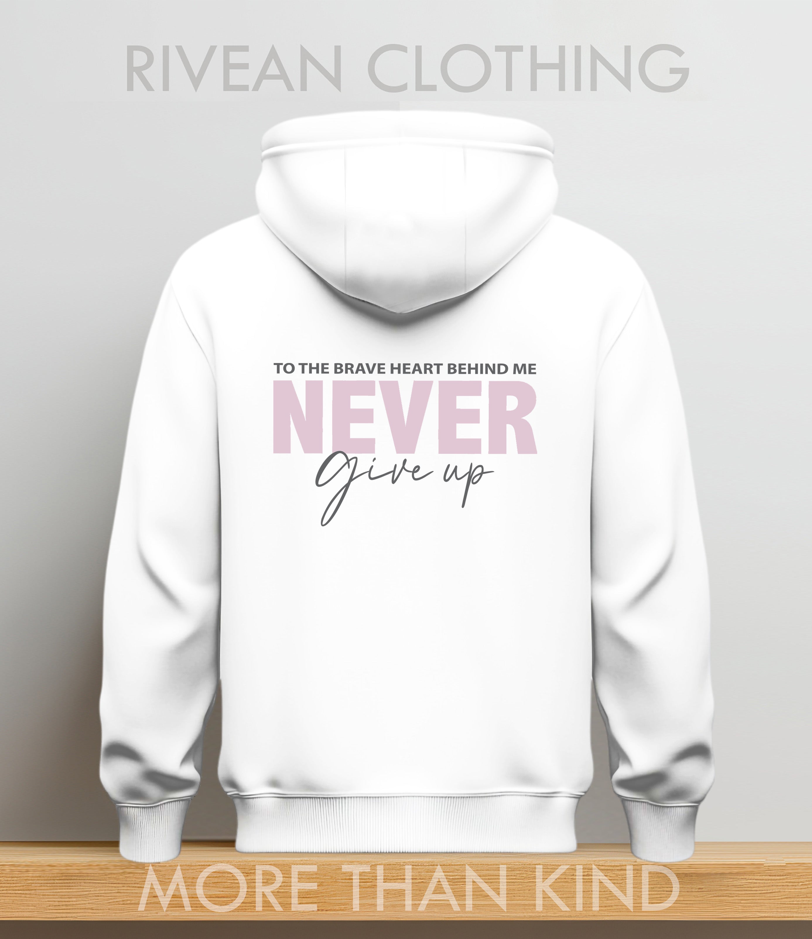 White Hoodie "NEVER Give Up"