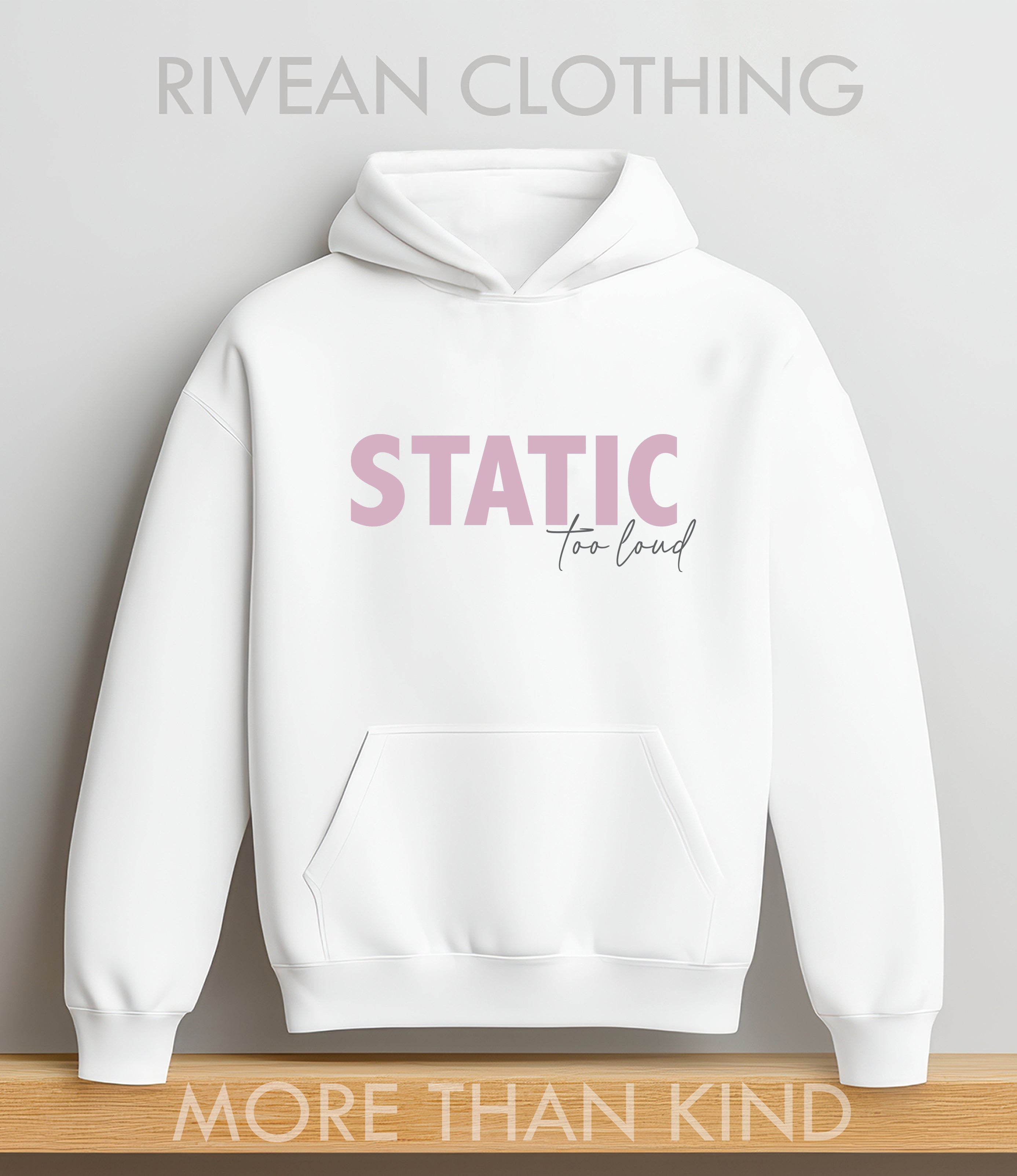 White Hoodie STATIC - too loud / Autism Awareness Hoodie